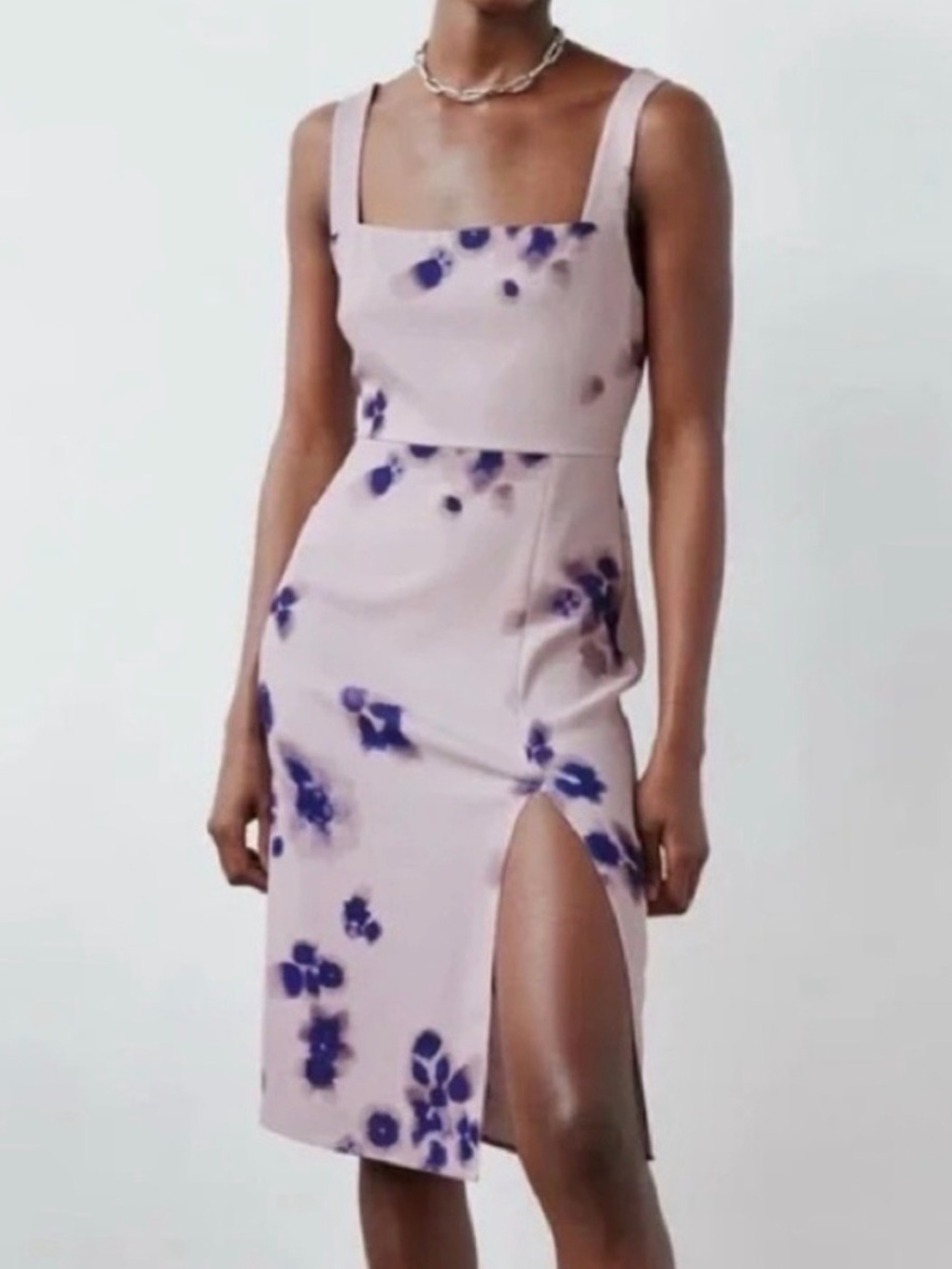 Aritzia Babaton Lavender Midi Dress with Purple Floral Print